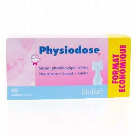 Sérum physiologique Physiodose Gilbert 3 boîtes de 40 doses pour bébé – hygiène nasale et oculaire