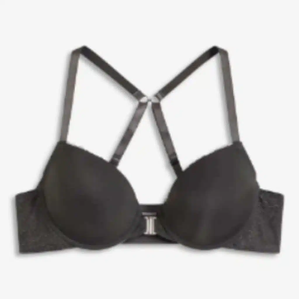 Soutien-gorge à coques rembourrées Bonprix Gris Ardoise avec fermeture devant et dos nageur