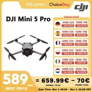 Drone DJI Mini 5 Pro AeroDeal Pro France avec stabilisateur 3 axes et capteur 1 pouce