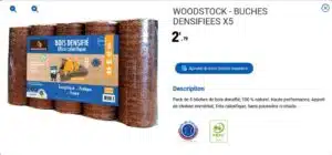 Bûches densifiées Woodstock - offre locale - promo Leclerc