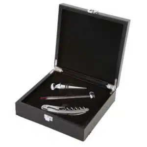 Set de vin Makro Paper avec tire-bouchon, anneau anti-goutte et bouchon hermétique dans une boîte cadeau