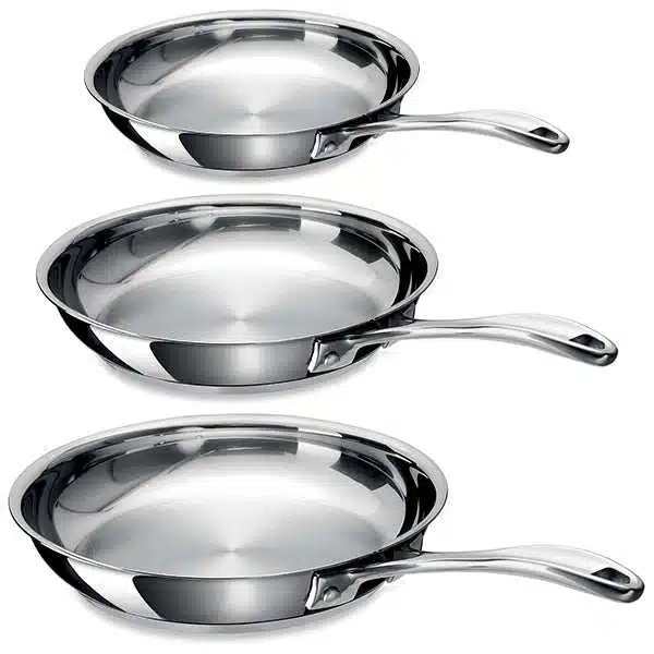 Lot de poêles inox Beka Chef tout inox 20 24 28 cm - cuisson homogène induction et four