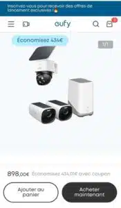 Caméra de sécurité extérieure EufyCam S330 4K avec panneau solaire SafeDeal Tech