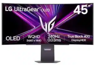 LG UltraWide OLED 45GX900A-B 45-inch ultrawide gaming monitor with 800R curvature, 240 Hz, HDR True Black 400