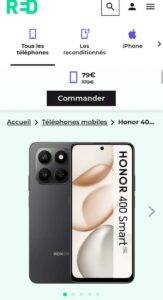 Honor smartphone 6.7 pouces 5G - offre RED by SFR à 79€