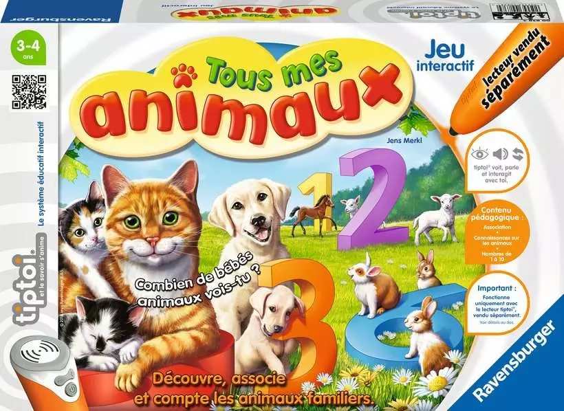 Coffret Tiptoi Tous mes animaux Ravensburger - jeu éducatif interactif sans écran