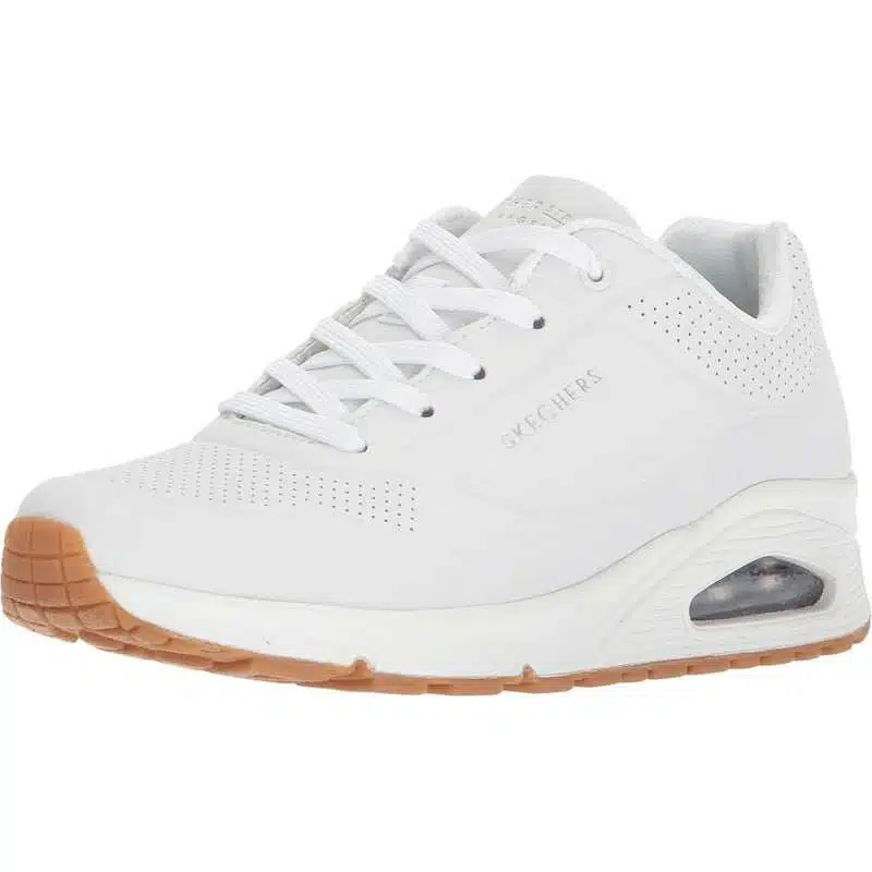 Skechers Uno Stand On Air Femme 40 - Baskets confortables Durabuck et maille blanche, style urbain