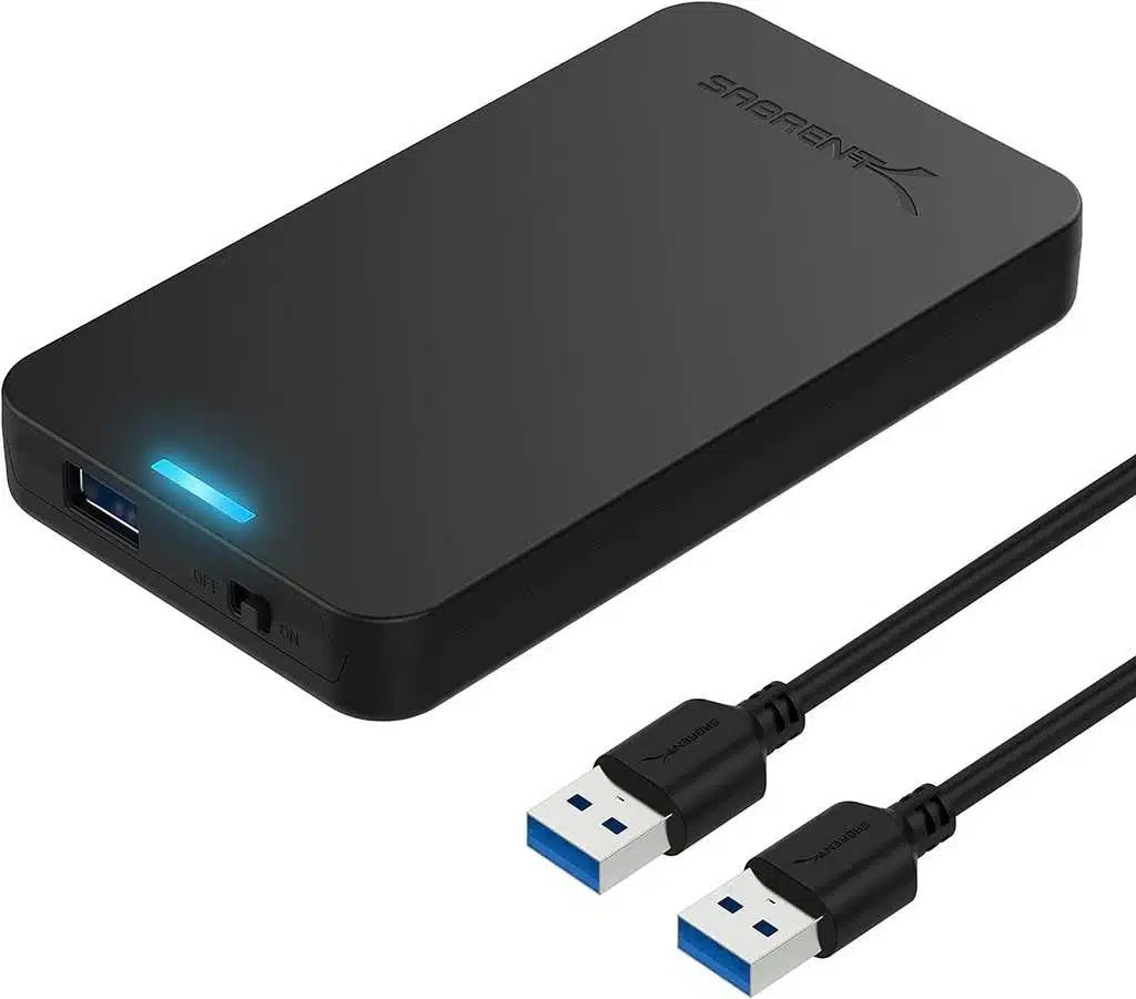 Boîtier externe SATA 2.5 USB 3.2 de Sabrent - LED bleu et coque ABS, compatible Windows/Linux/macOS