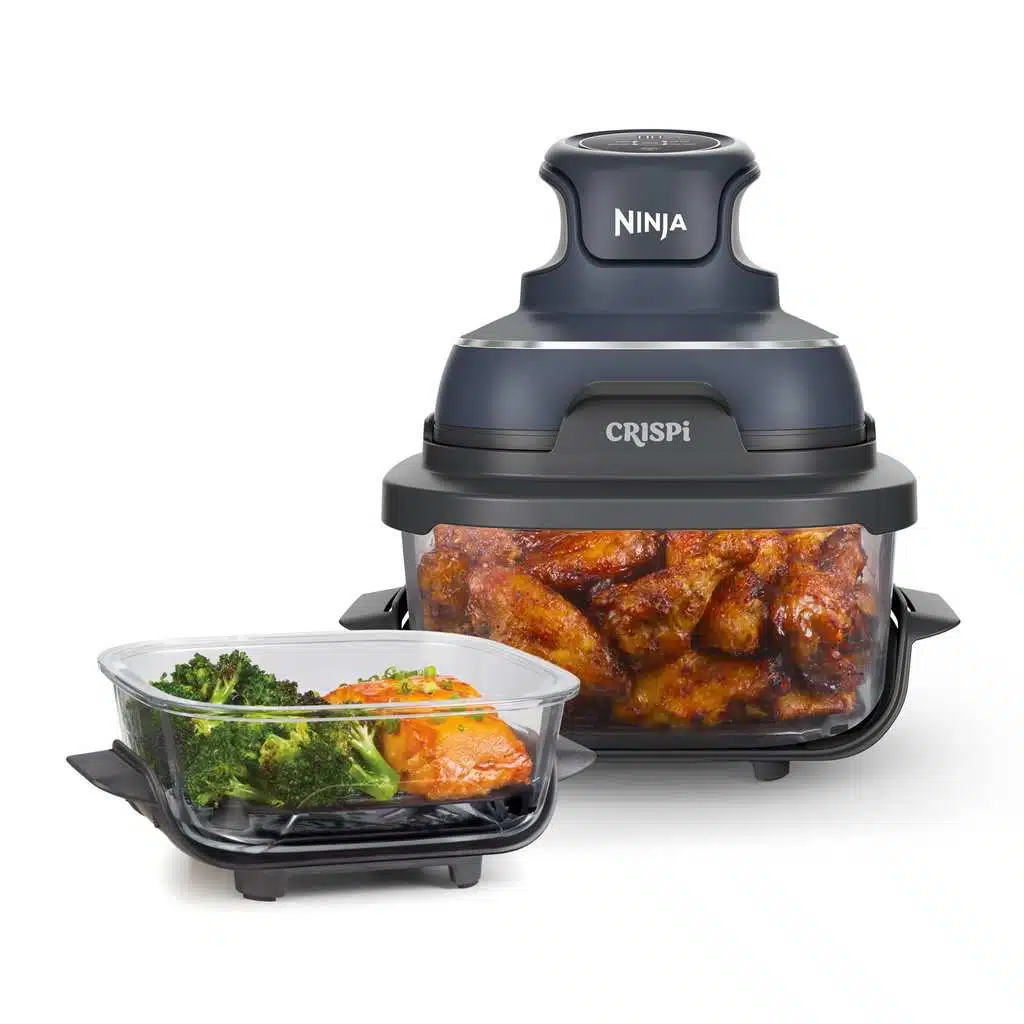 Ninja CRISPi FN101EUGY Air Fryer en couleur Sauge avec conception en verre et récipients interchangeables