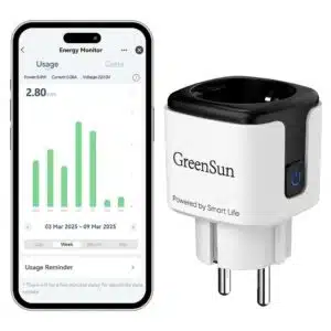 Prise connectée WiFi 16A GreenSun compatible Smart Life – mesure consommation et commande vocale