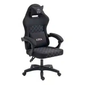 Chaise gaming Kira Shinken noir avec dossier inclinable et coussins lombaire et cervical