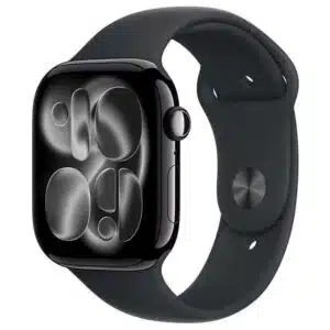 Apple Watch Series 11 46mm boîtier aluminium noir avec bracelet sport noir M/L, GPS, 64 Go, Apple Pay, étanche 50 m