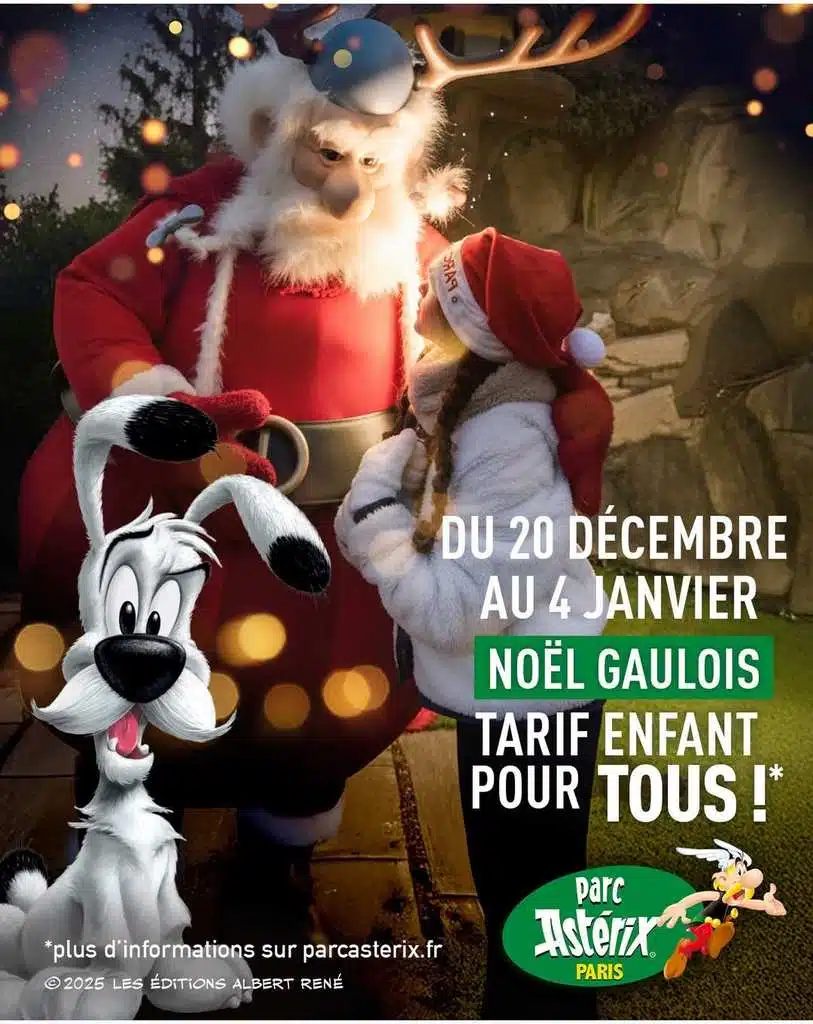 Billet non daté Parc Astérix Noël Gaulois - tarif enfant pour tous valable du 20/12/2025 au 04/01/2026