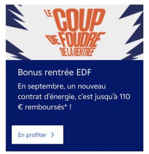 Bonus rentrée EDF: remboursement jusqu'à 110 € sur l'électricité et le gaz