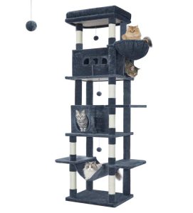 Arbre à chat géant Hzuaneri 210 cm avec plateformes multiples et poteaux recouverts de sisal