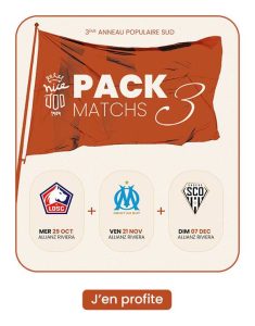 Pack de 3 matchs OGC Nice - billets électroniques - Tribune Populaire Sud Catégorie 4