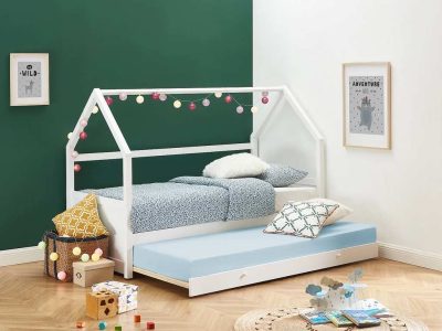 Lit cabane gigogne Hurra 2 lits 90x190 cm en pin blanc