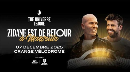 Affiche Universe League Kings League au Orange Vélodrome à Marseille avec Zidane et légendes