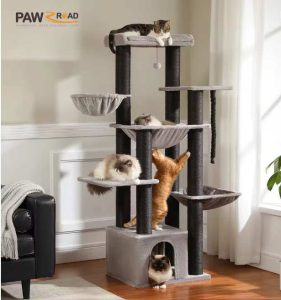 Arbre à chat XXL ZenDealFr France tour multi-niveaux 11 poteaux sisal maison hamac