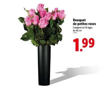 Bouquet de 10 roses Lidl France, roses en tige 40 cm, offre en magasin du 20 au 26 novembre