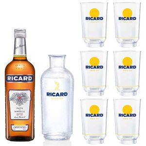 Pack apéritif Ricard Pastis de Marseille avec carafe et six verres - ambiance provençale