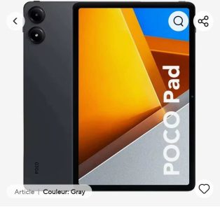 Poco Pad 8/256 tablette 12'' 2,5K Snapdragon 7s Gen2 recharge rapide 33W - offre en France