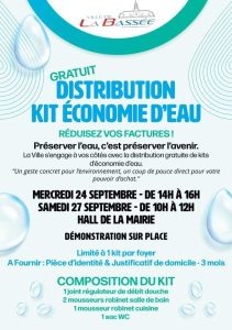 Kit économie d'eau gratuit à La Bassée – récupération au Hall de la Mairie